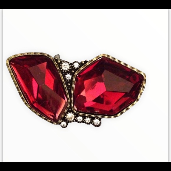 🔴Double Red Ring with Rhinestone - Picture 2 of 5